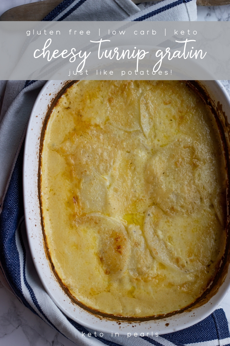 Keto turnip gratin is a keto swap for potatoes. Thin slices of turnips are baked in a rich cheese sauce until tender in this keto side dish. 