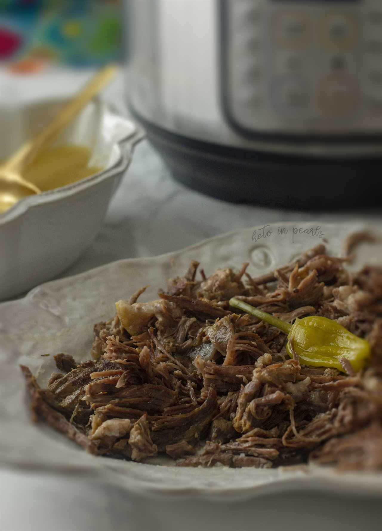 A tangy and savory keto Mississippi pot roast that is zero carbs! One secret ingredient sets this recipe over the top! Crock pot or Instant Pot options!