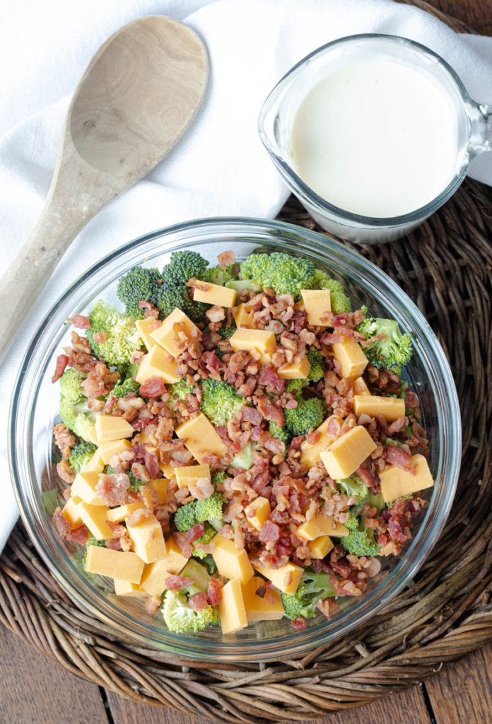 Ingredients for healthy keto broccoli salad.