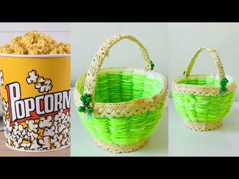 Basket made out of paper cup and woolen thread | DIY |