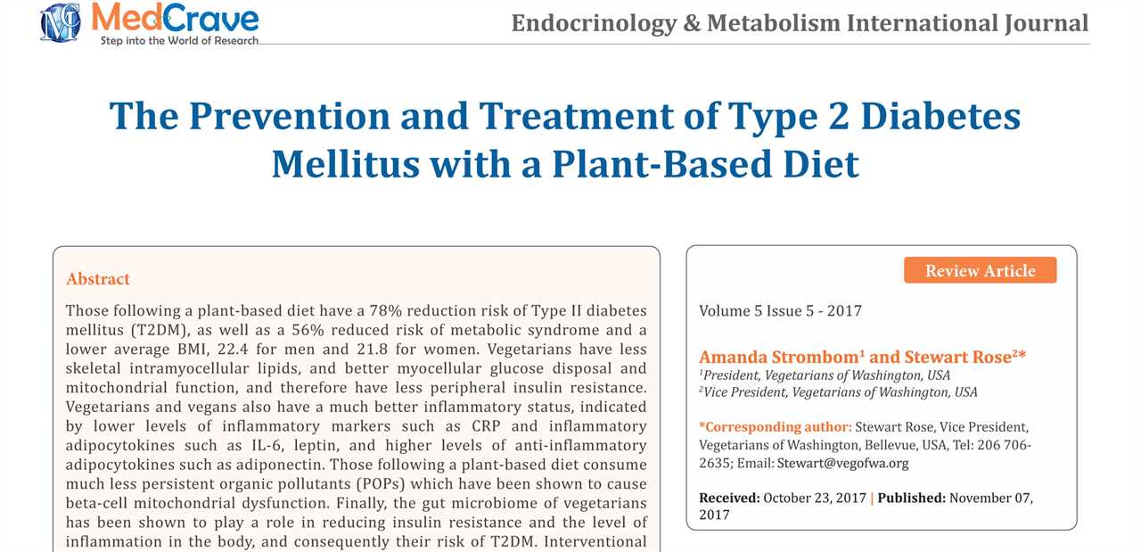 Plantbased diets and diabetes management