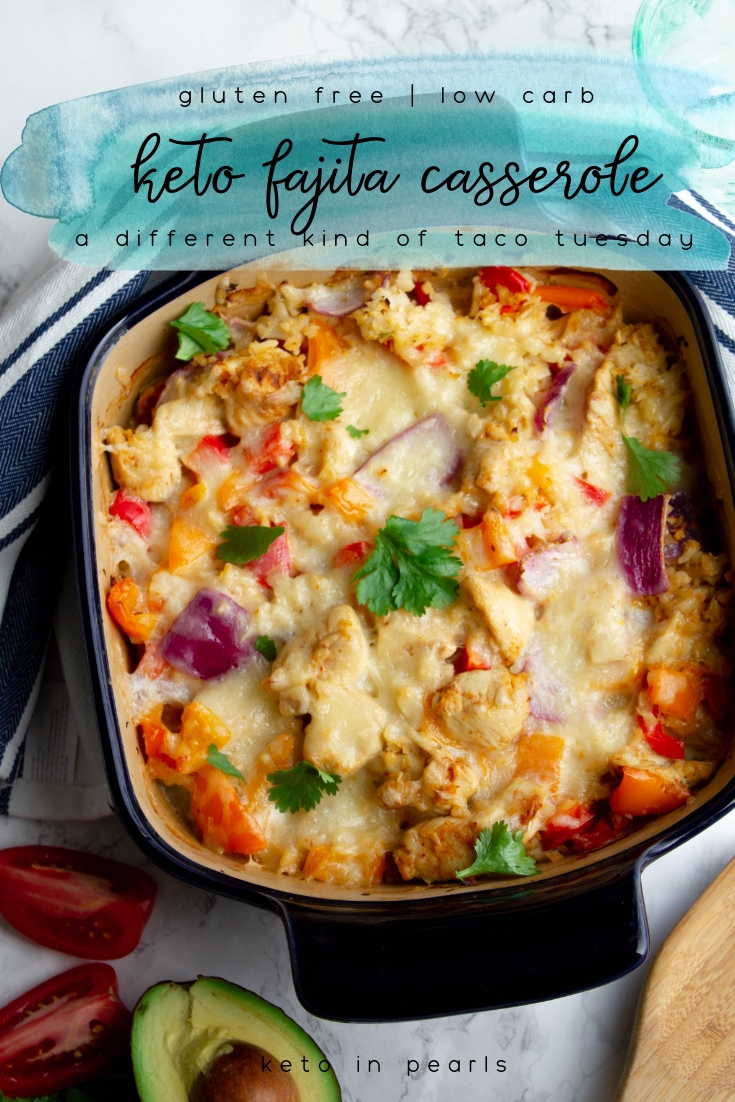 Spice up your next low carb taco Tuesday with this keto fajita casserole. A Mexican inspired keto casserole that is just 7 net carbs per serving.