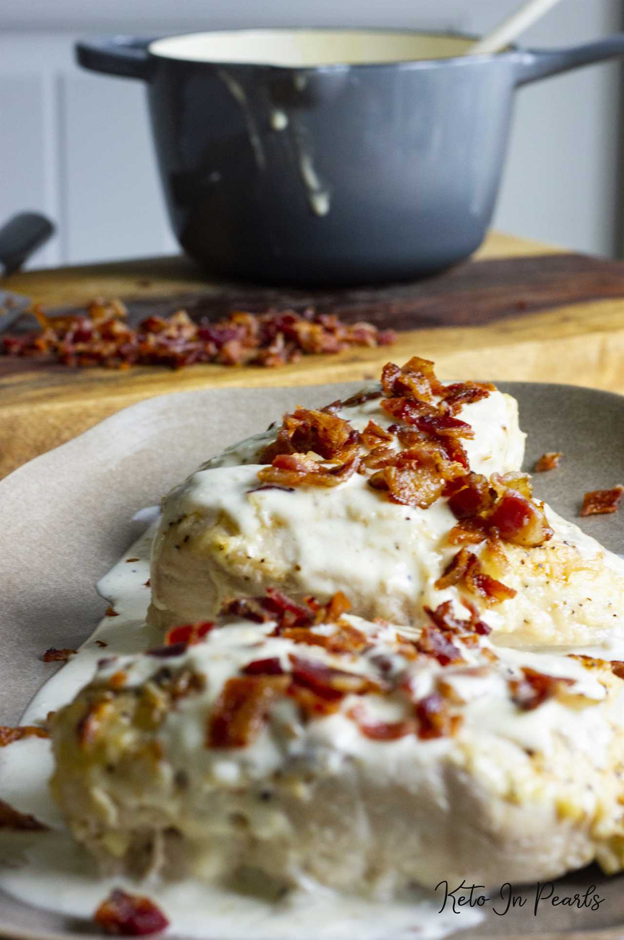 This recipe for keto chicken with bacon cream sauce is the most popular recipe on my blog. See what all the fuss is about with this amazing keto recipe!