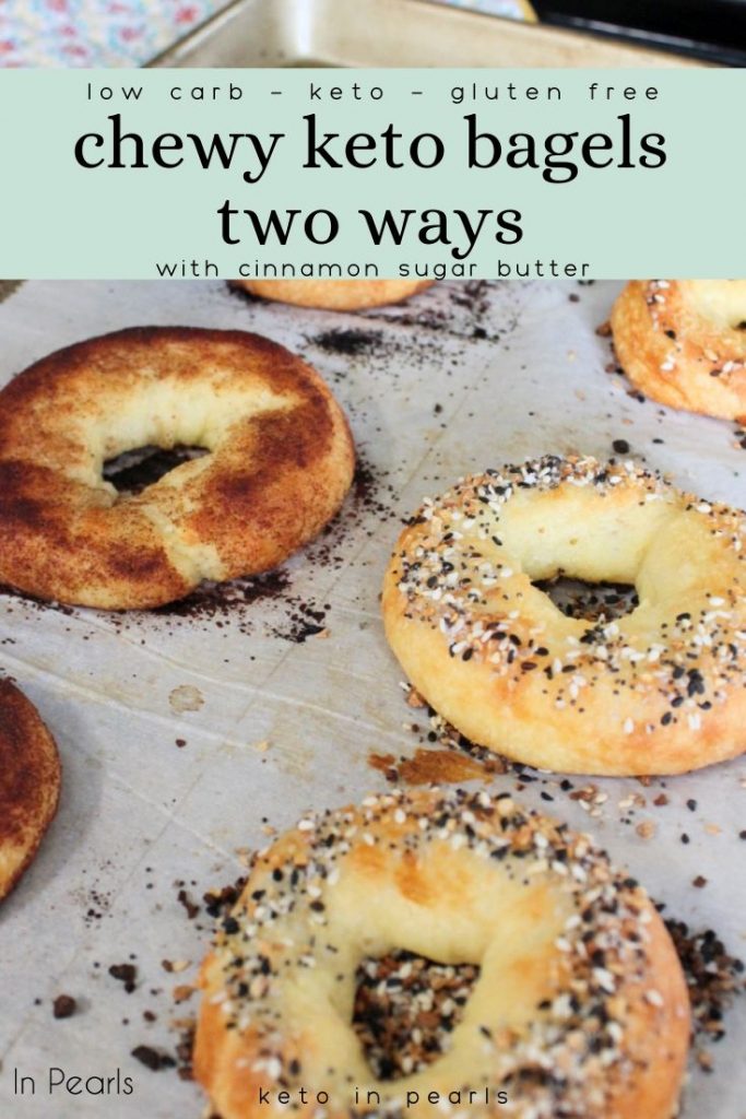 Chewy keto bagels made two ways! 4 net carbs per bagel! Lower calories and no added cream cheese! Plus a recipe for brown <a href=