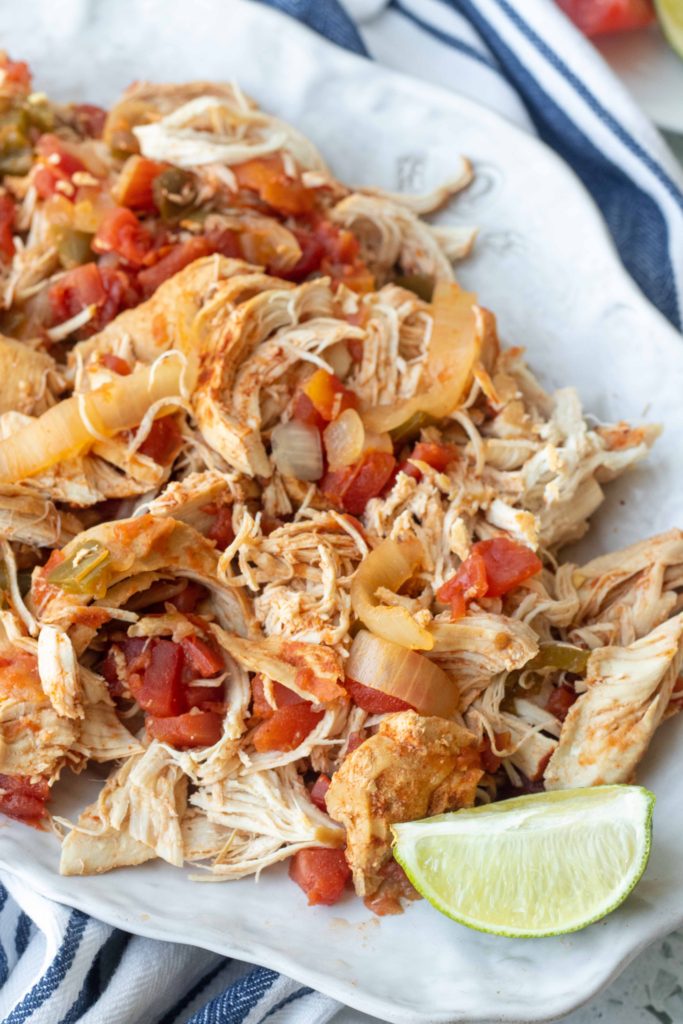 Restaurant style Mexican shredded chicken that is clean, dairy free, keto, and low carb. No packets, preservatives, or junk!