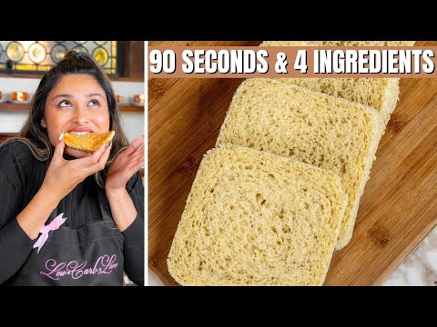 I MADE A 4 INGREDIENT BREAD IN 90 SECONDS! TWO CARB KETO BREAD RECIPE!