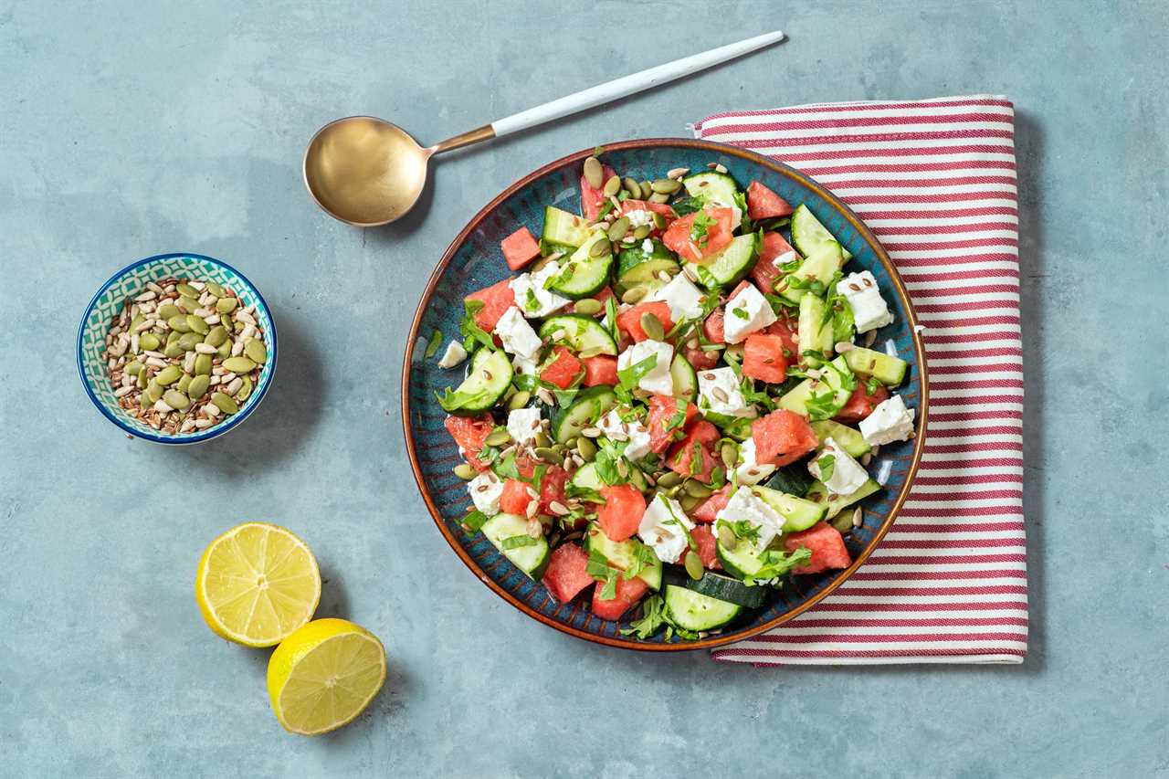 Watermelon Salad with Feta, Cucumber, and Mint