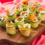 Smoked salmon cucumber rolls.