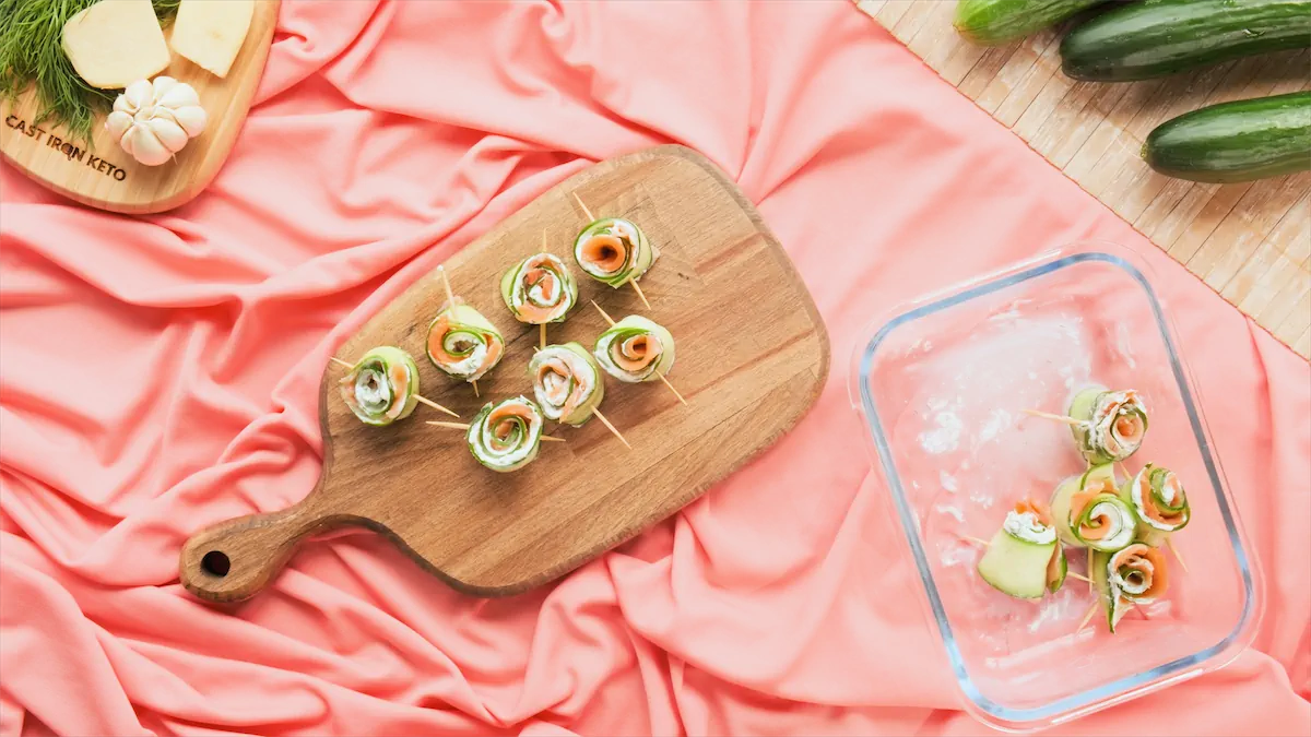 Mini cucumber rolls.