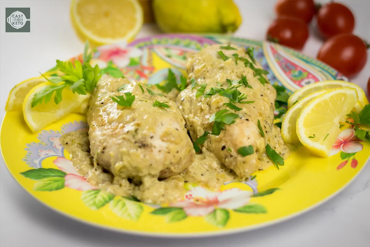 Lemon pepper chicken served on a plate.