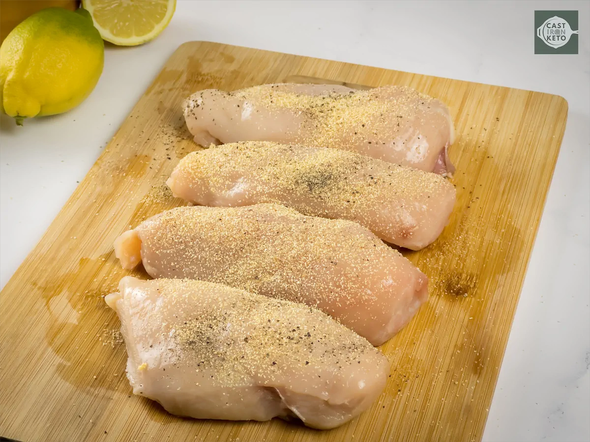 Chicken seasoned with garlic powder, salt, and pepper.