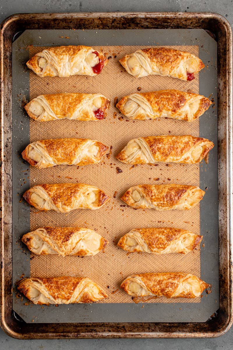 vegan quesitos on a baking sheet