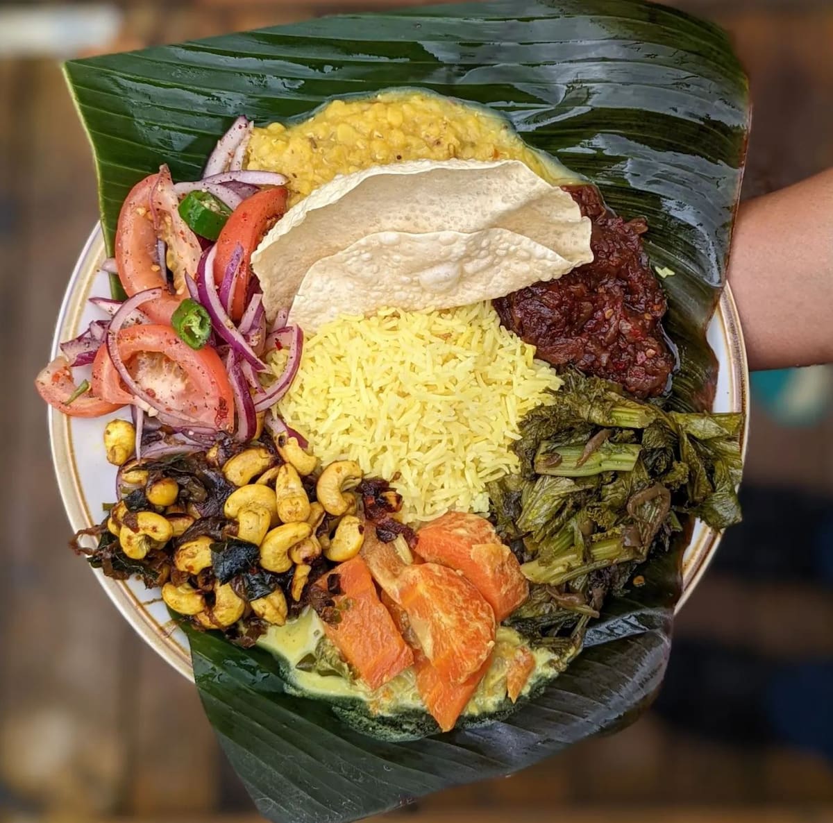 A rice and curry Sri Lankan dish at Mirisata in Portland.