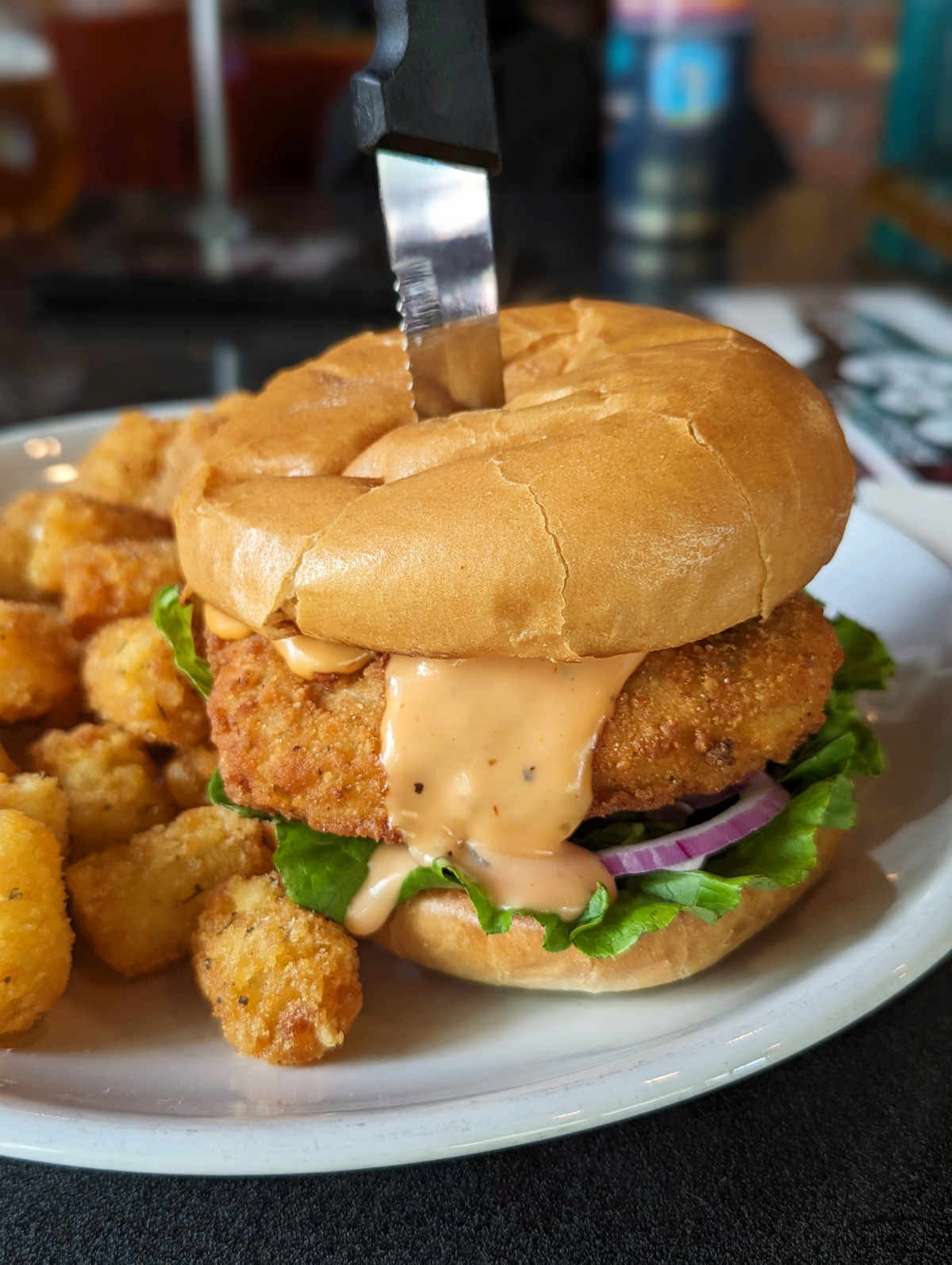 A vegan chicken sandwich from Rogue Hall in Portland.