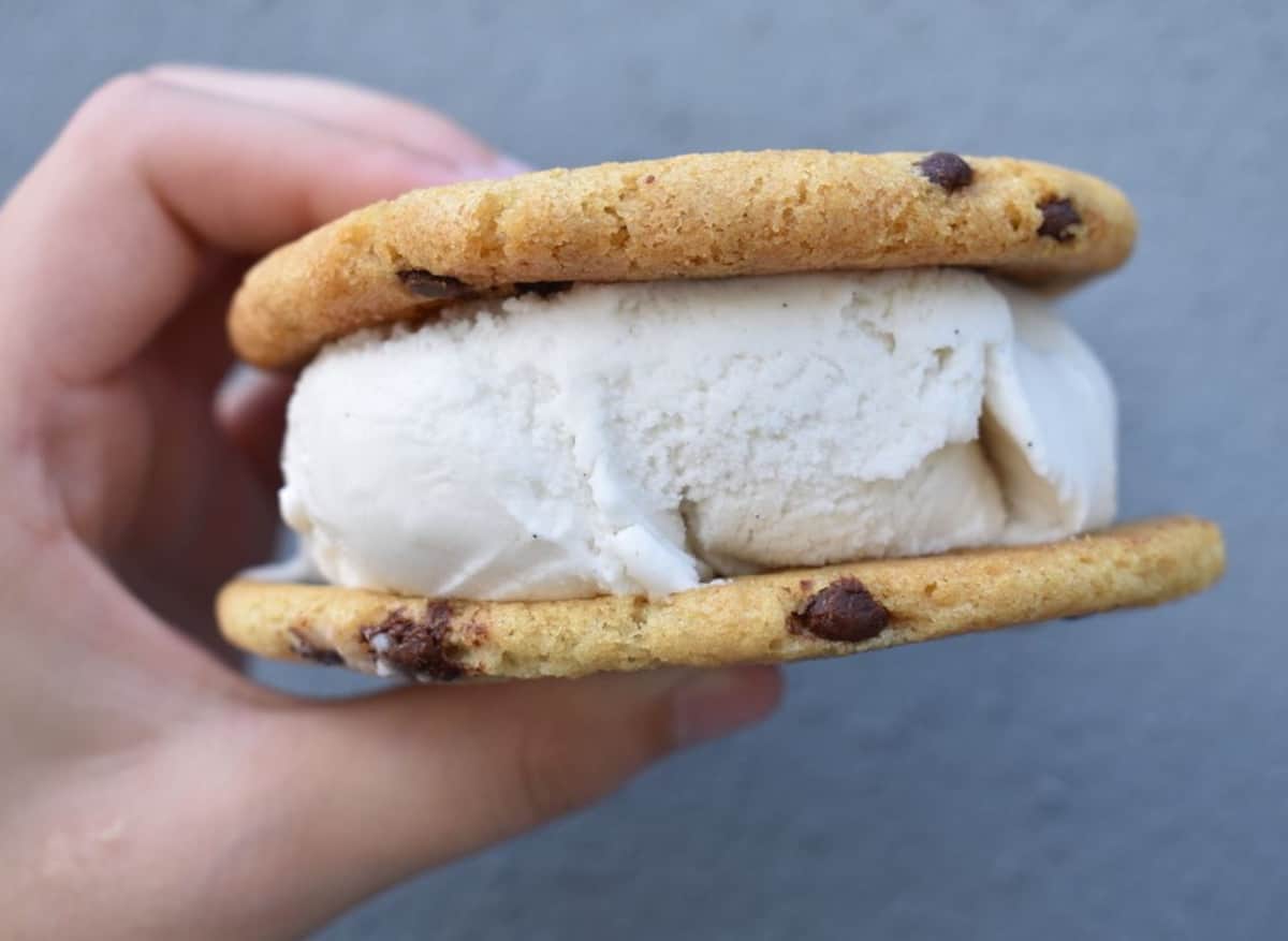 A vegan vanilla chip sandwich from Sunshine Sammies in Asheville