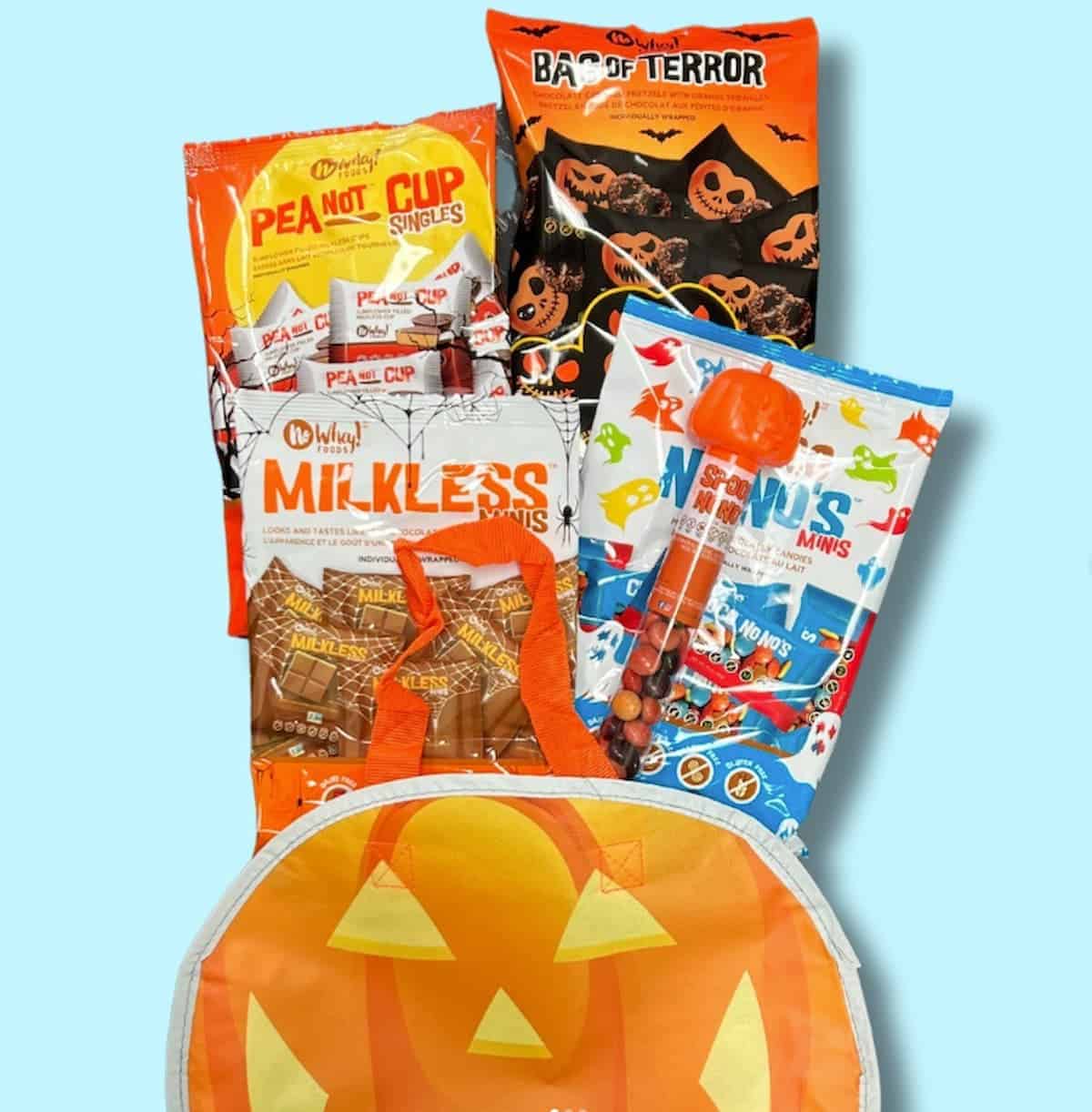A variety of vegan Halloween candy from No Whey Foods.
