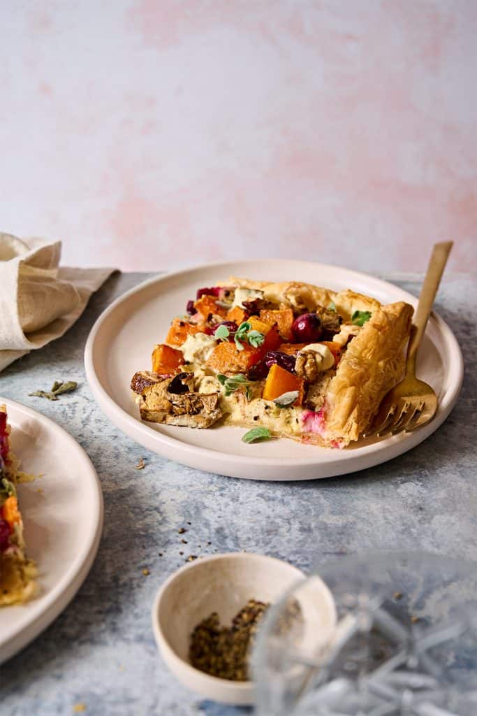 butternut squash tart on a plate