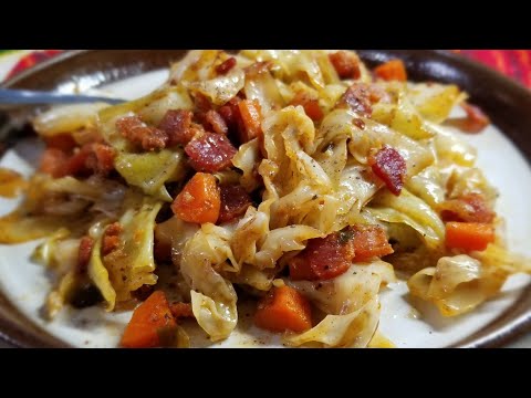 How to make FRIED CABBAGE AND BACON / With Carrots ❤