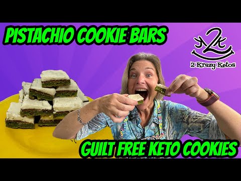 Keto Pistachio Cookie Bars with Frosting