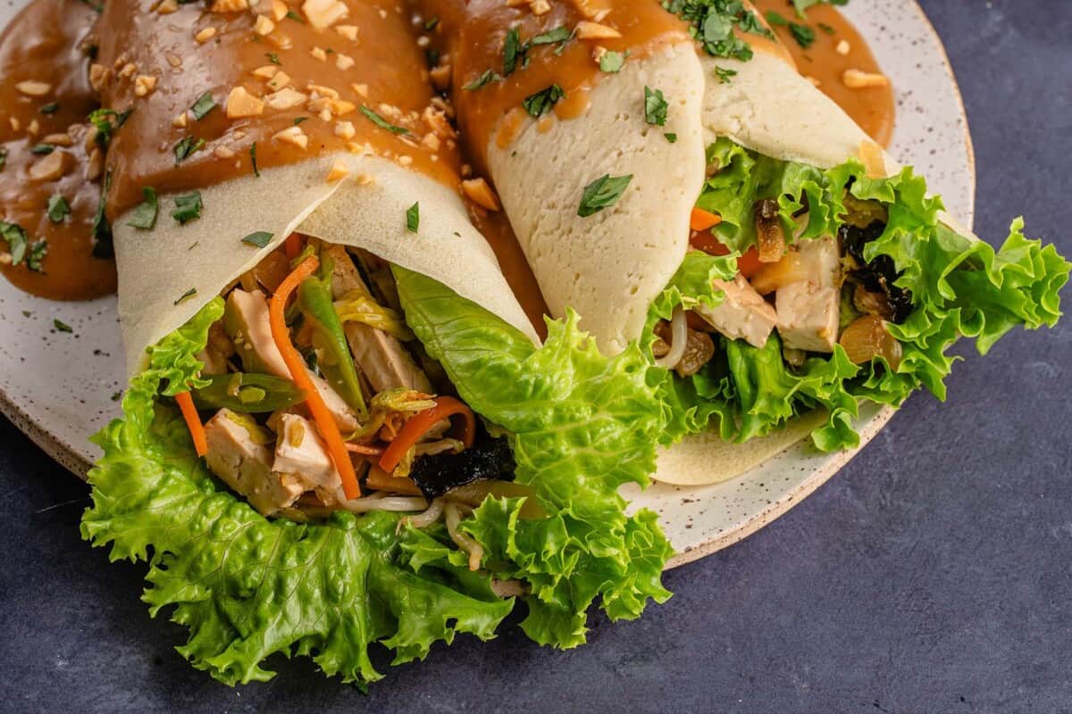 close up of lumpiang sariwa on a plate