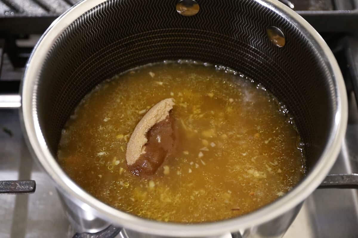 step by step - brown sugar added to the broth