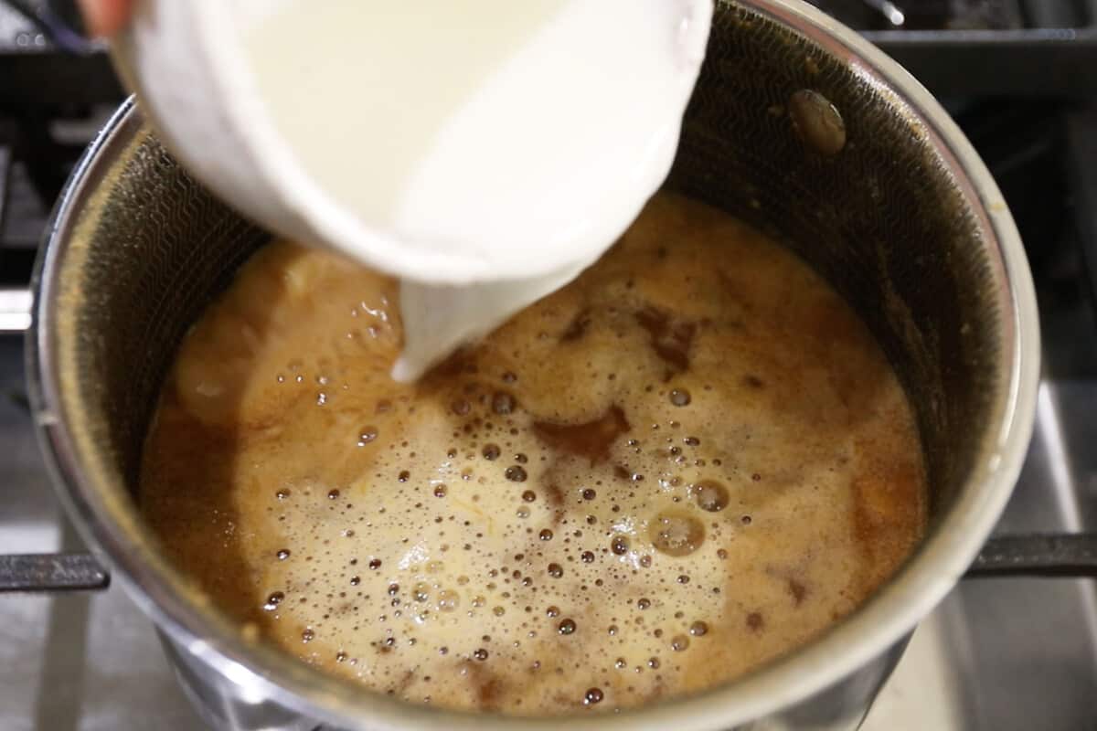 step by step - corn starch slurry being added to saucer