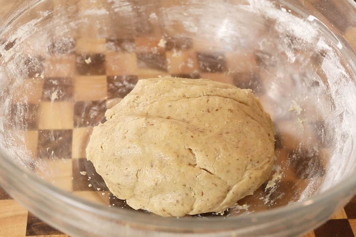 mixed dough in a bowl