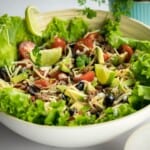 Keto-friendly taco salad in a bowl.