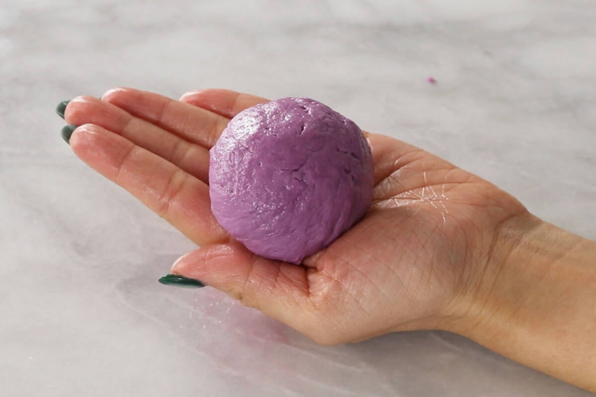 how to roll ube ensaymada brioche bread dough