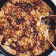 vegan caramelized onion scalloped potatoes