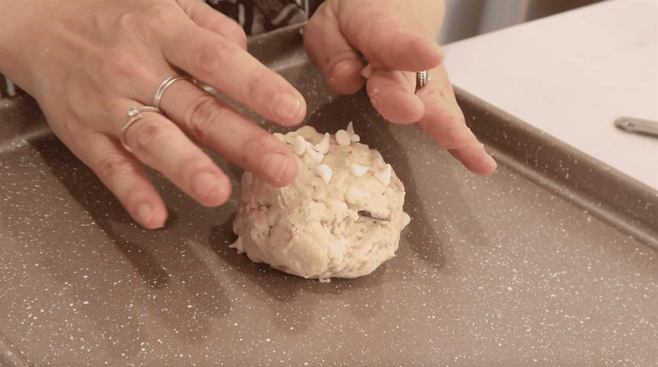 formed cookie on a baking sheet