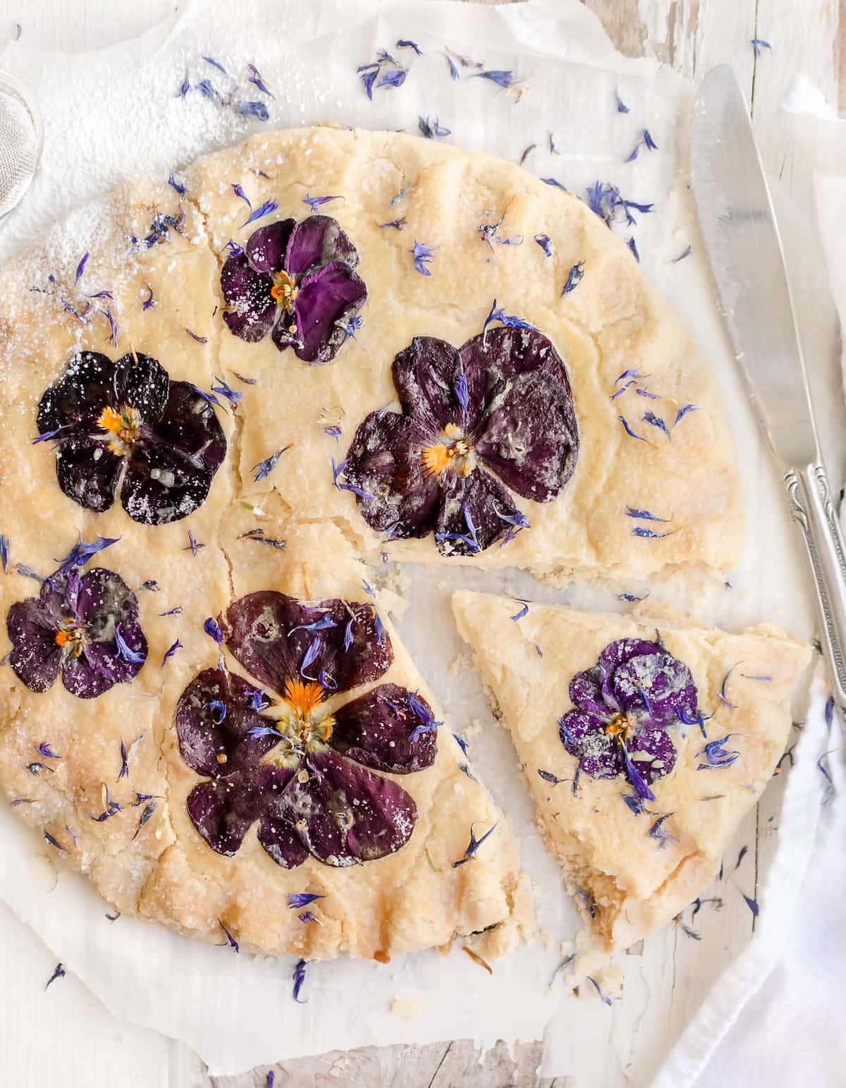Shortbread made with edible flowers.