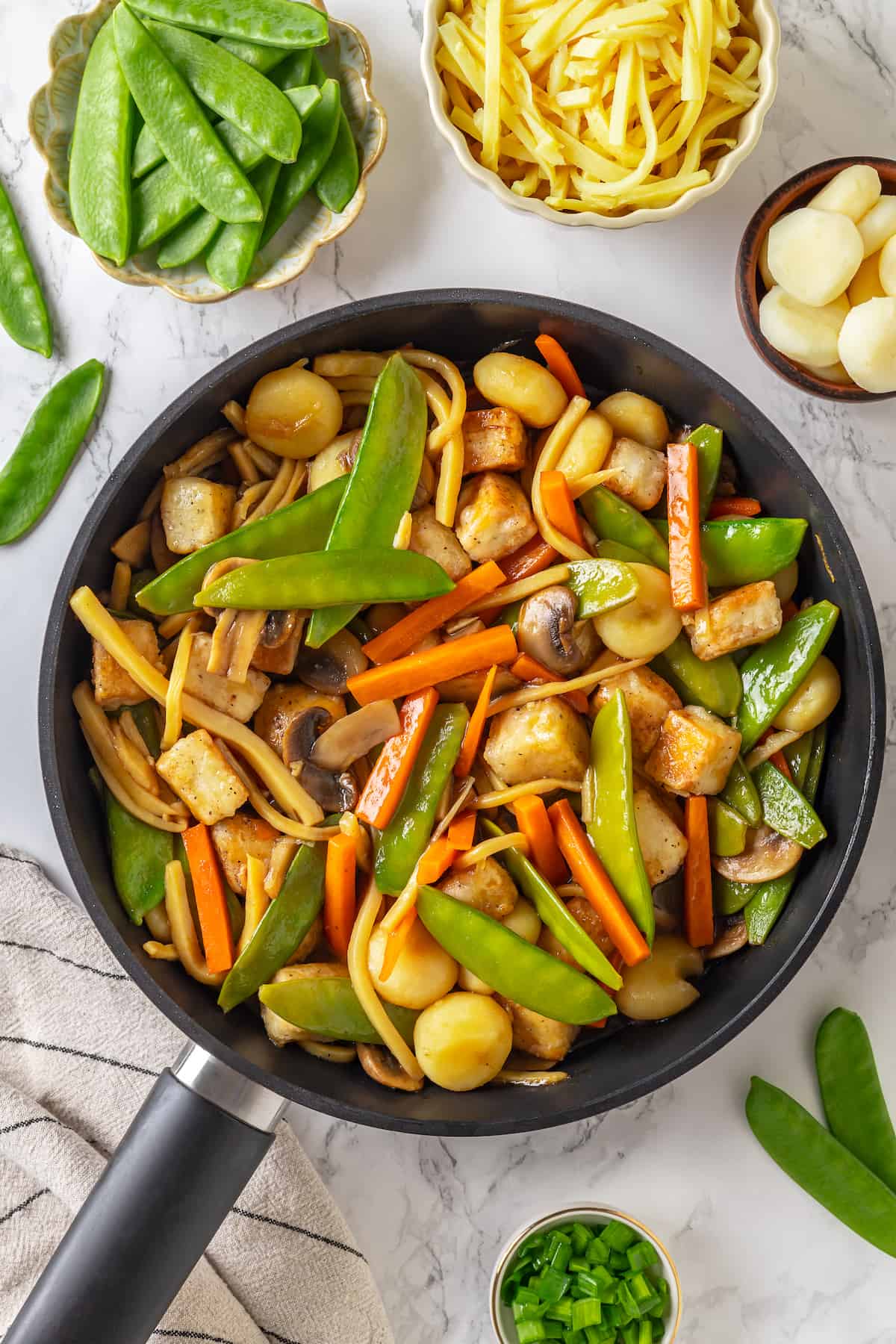 Skillet of moo goo gai pan