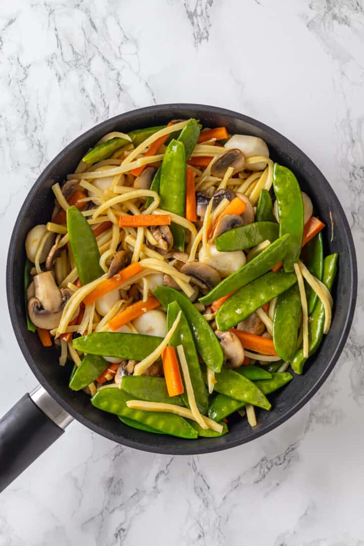 Skillet of moo goo gai pan