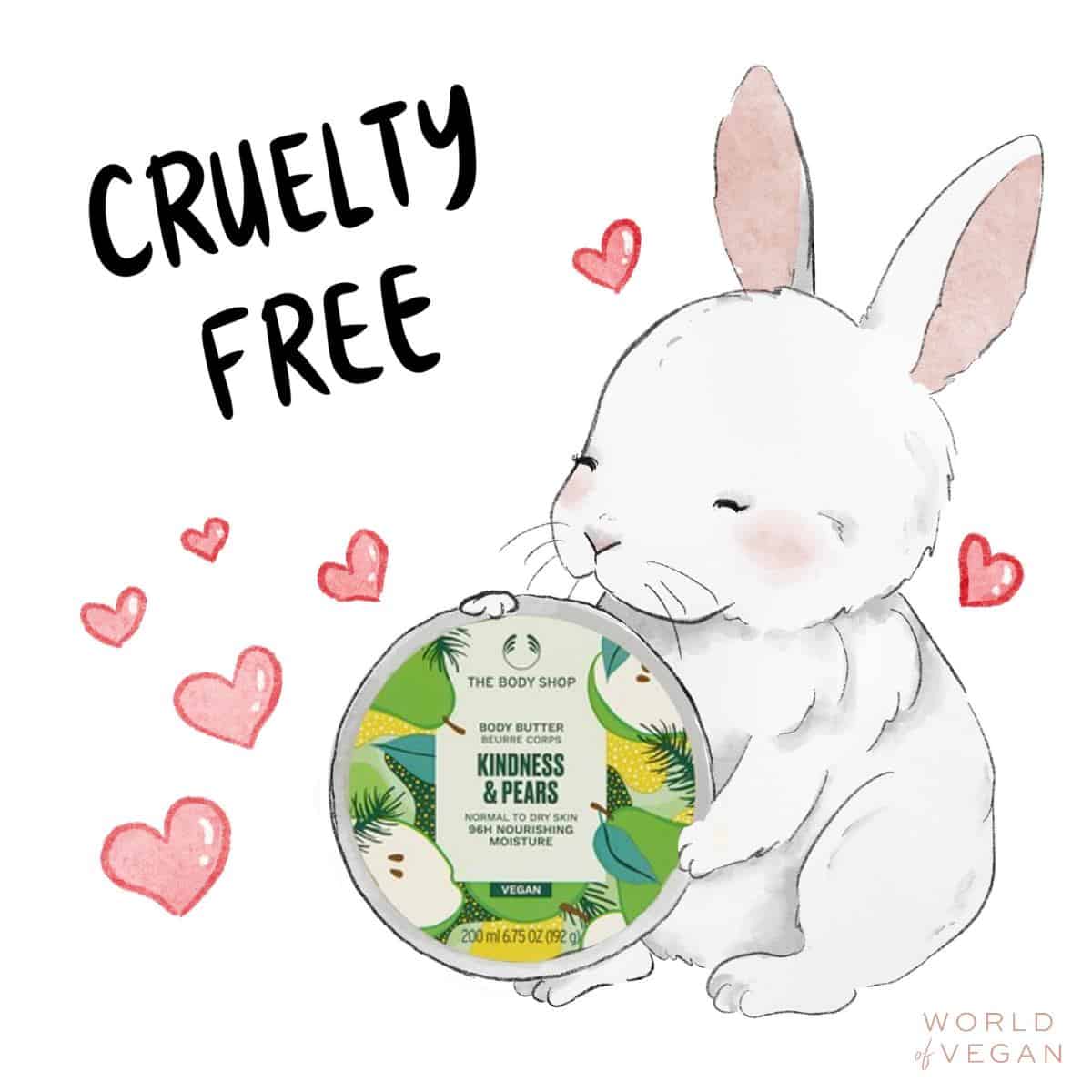 Cruelty-free bunny art illustration featuring The Body Shop body butter lotion. 