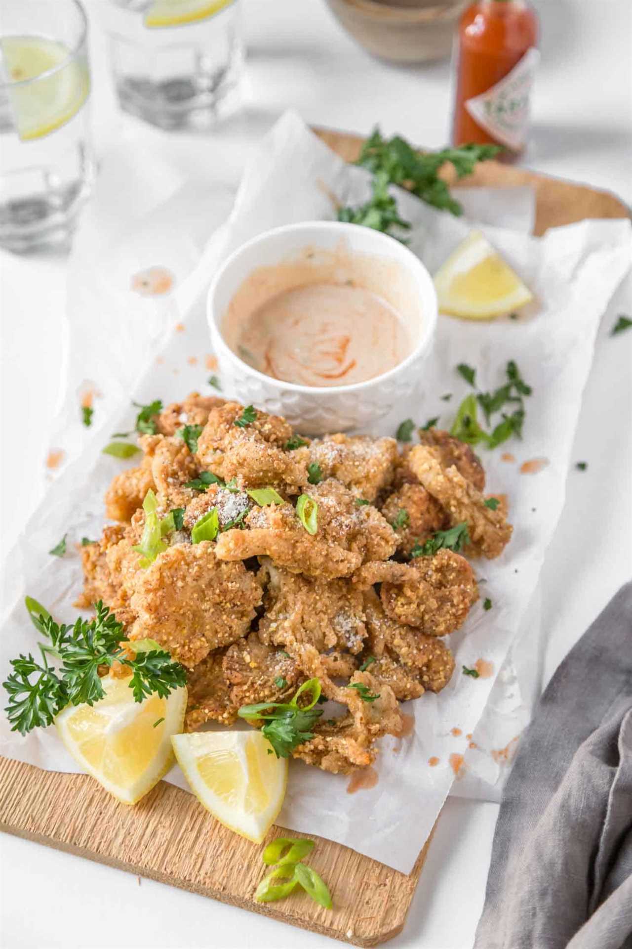 Vegan fried oyster mushrooms.