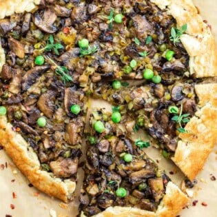 Close-up of a mushroom galette