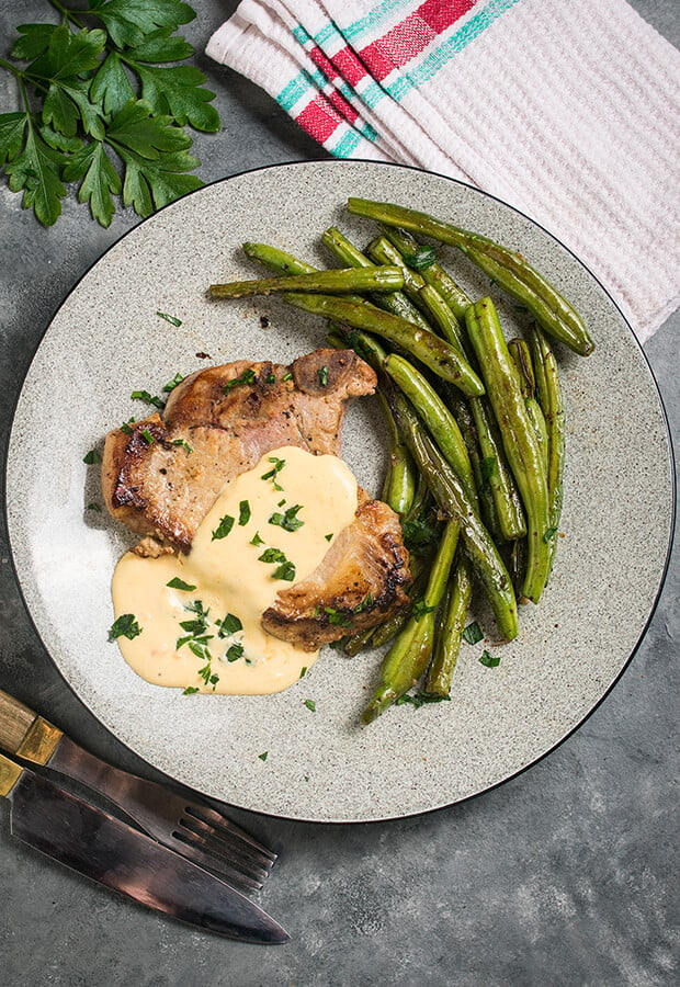 Keto Pork Chops with Cheese Sauce