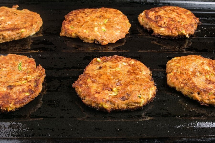 Zucchini Salmon Fritters with Lemon Dill Sauce